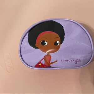 Sephora Girls Lavender Cosmetic Pouch with Character Art 💄💋💜